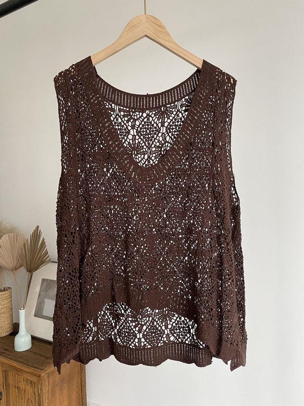 Stack Out The Surprise Cotton Thread Hollow Vest Women's V-neck Knitted Vest Literary Versatile Thin Summer Vest Vest