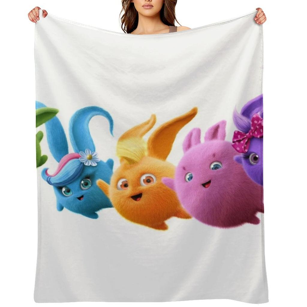 Sunny Bunnies - All Hold Paws! Throw Blanket Retros wednesday Vintage Soft Big Blankets