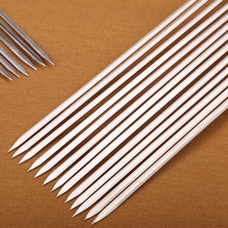 50Pcs Stainless Steel Barbecue Skewer Reusable BBQ Skewers Kebab Iron Stick For Outdoor Camping Picnic Tools Cooking Tools