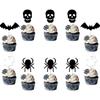 Party Cake Halloween Flags Set With Paper Bat Spider Figures Festive Decoration