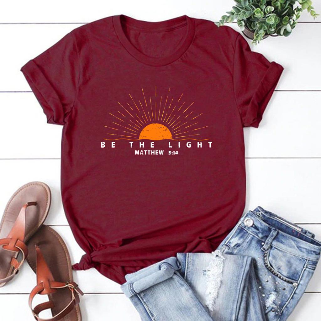 Be The Light Matthew 5:14 Shirt Inspirational T-shirt Christian Outfit Vintage Faith Tee Religious Clothing Bible Verse Gifts