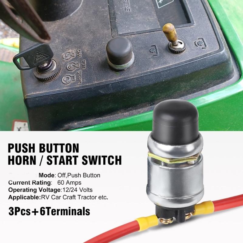 Universal 50A Waterproof Engine Start Button Set Waterproof Engine Start Push Button Set for 12V/24V Vehicle Systems