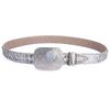Sundo Black Silver Rhinestone Studded Western Alloy Square Buckle Full Crystal Bling PU Leather Belt Y2K Designer Style