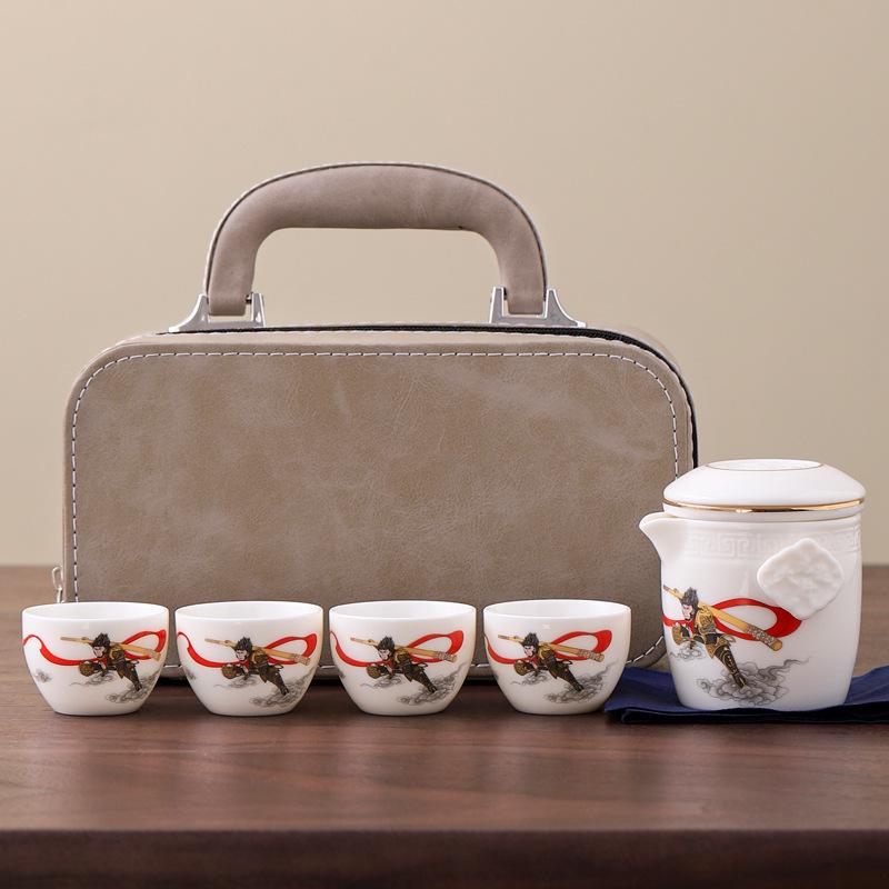 Panda-Themed Jade Tea Set 2024: Cultural Sichuan Travel Set - Perfect for Home, Outdoor Use & Gifts