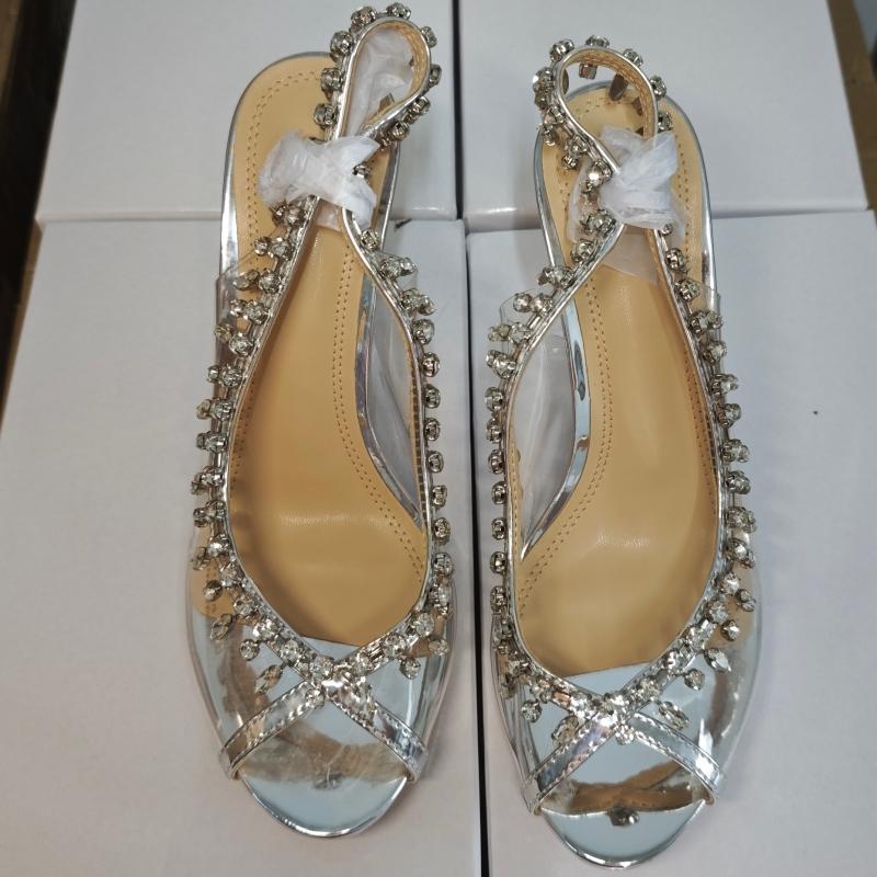 Spring/summer Women's High-heeled Peep-toe Sandals Rhinestone Chain Detail, Slingback Style, Perfect For Formal Events