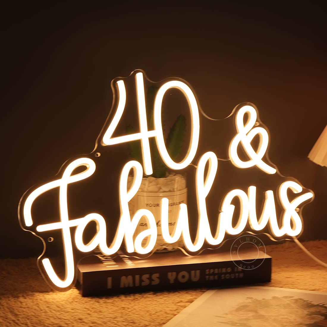 40 & Pasakains Neona Gaismas Zīme