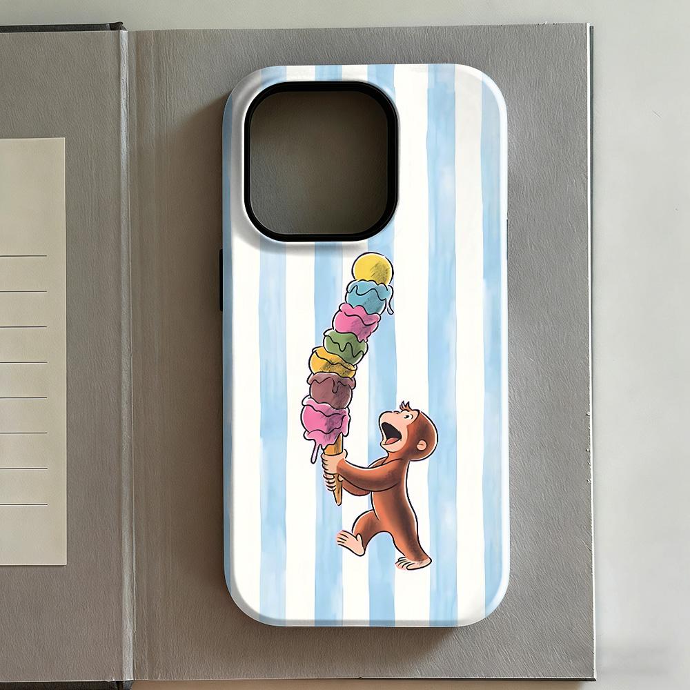 Clmj Cute C-Curious Georges Phone Case for iPhone 17 16e 16 15 14 13 12 11 X XS Air Pro Max Plus Luxury Double-layer Back Cover