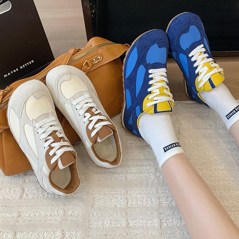 Color Matching Soft Sole 2025 Spring and Summer Versatile Forrest Gump Shoes Women's Training Shoes Casual Shoes Soft Leather New Breathable Sports