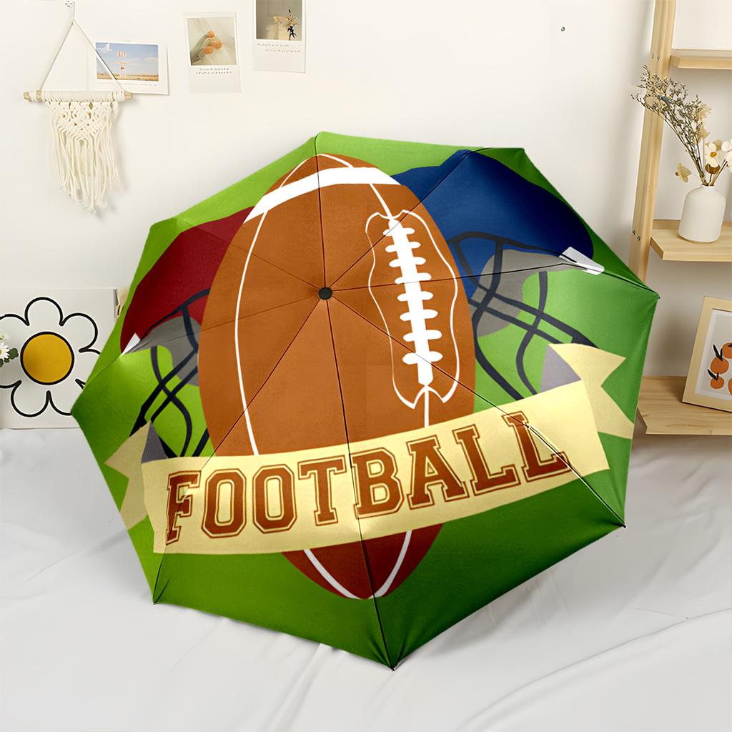 Football Helmets And Ball Automatic Umbrella Compact 8-Rib Design Foldable Design Perfect for Outdoor Adventures Fashion Lovers
