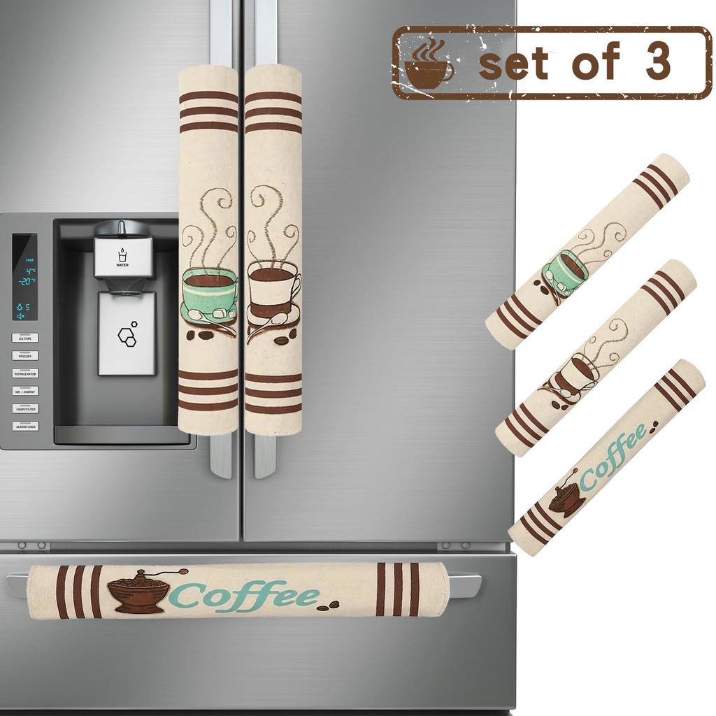 3PS Burlap Handle Covers for Refrigerator & Microwave: Kitchen Appliance Dust Covers