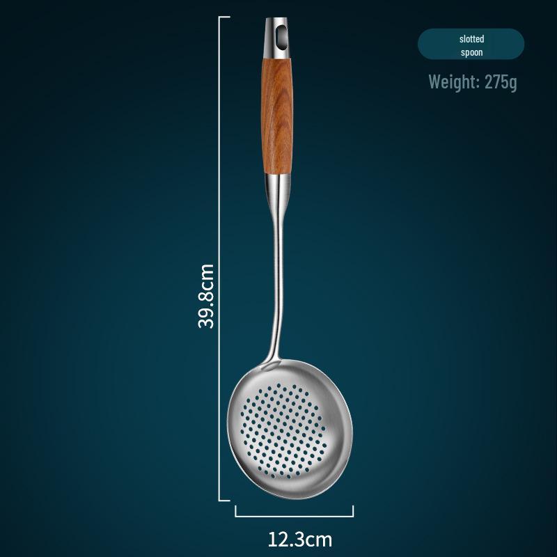 316 Stainless Steel Rosewood Kitchen Utensil Set: Thickened Slotted Spoon, Soup Spoon, Stir-Fry Spatula