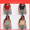 American Sexy Girl Low U Neck Sleeveless Top With Ribbed Fabric For Summer Party Wear