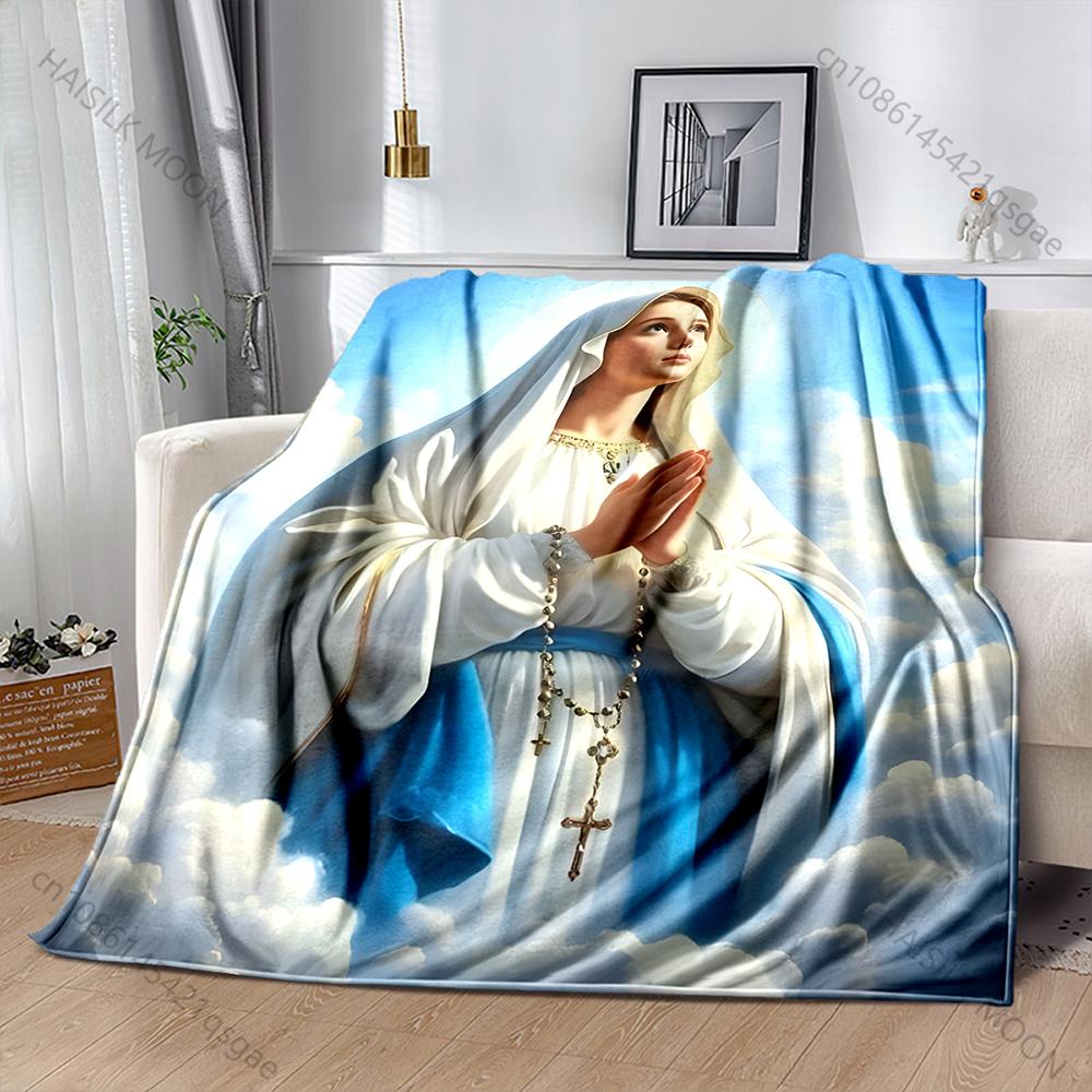 Blessed Virgin Mary Print Blanket Warm Soft and Comfortable Home Travel Blanket Sofa Bedding Camping Cars Cover Blanket for Gift