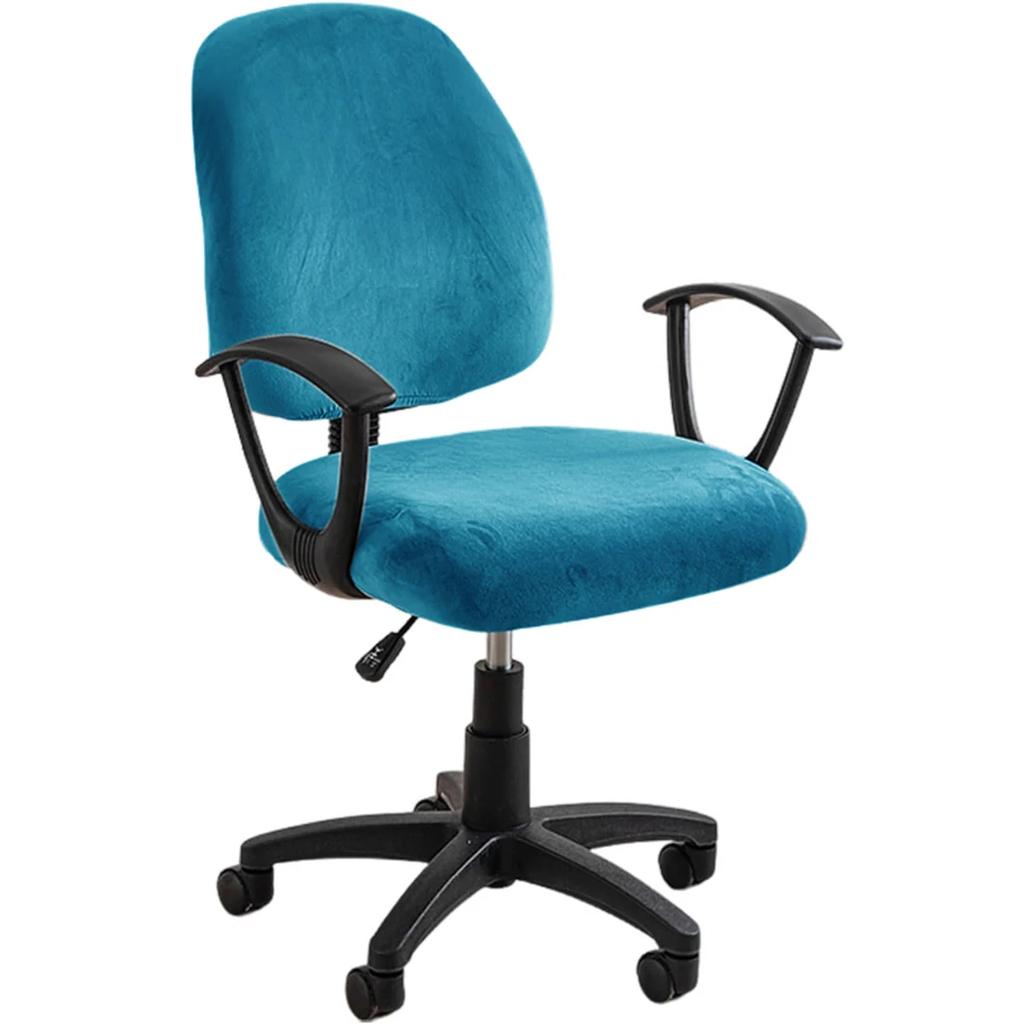 Stretch Elastic Velvet 2 Piece Universal Computer Chair Seat Cover Rotating Office Chair Slipcover