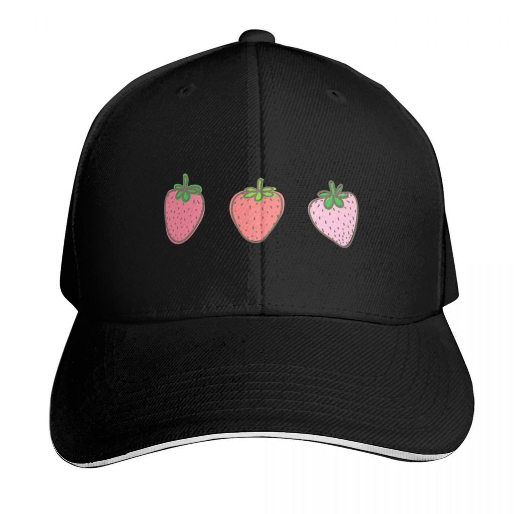 Cottage core aesthetic strawberry Baseball Cap black fashionable Anime Icon For Women Unisexs