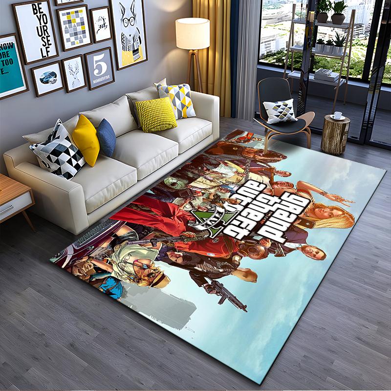 Grand Theft Auto V Themed Rug Design Non-slip Rug Suitable for Living Room and Bedroom Sofas