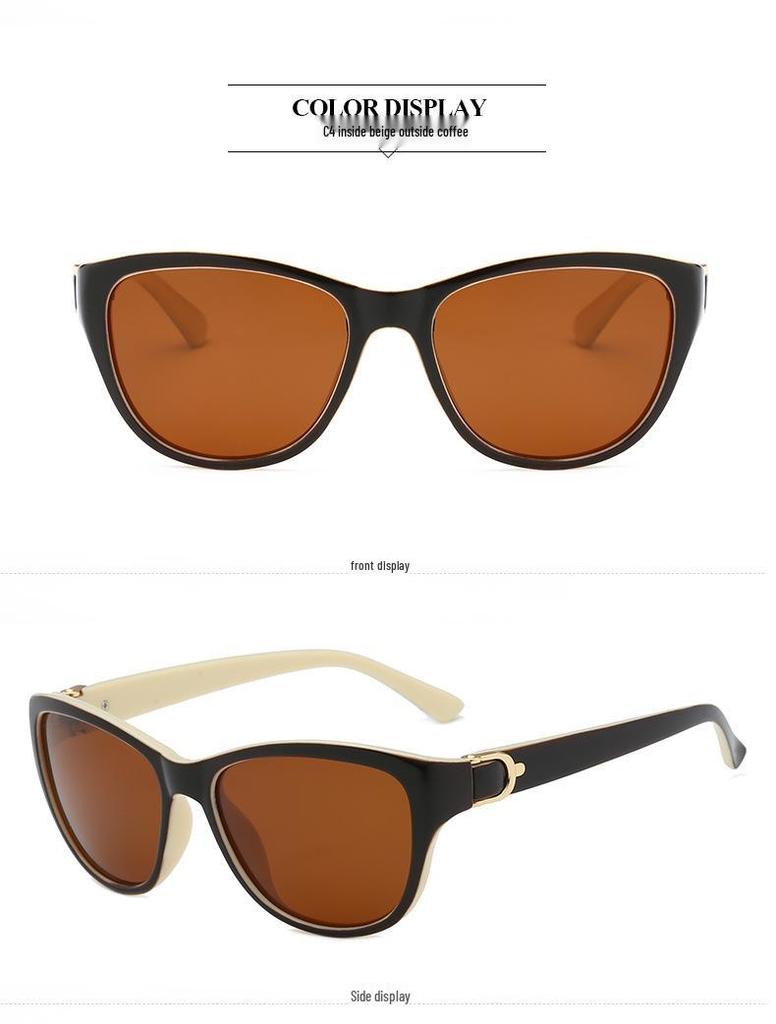 Women's Trendy Round Metal Mixed Polarized Retro Sunglasses 8629
