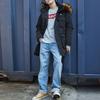Levis Letter Print Crew Neck Casual Long Sleeve Loose Sweatshirt Men Sweatshirt Gray 19492-0026
