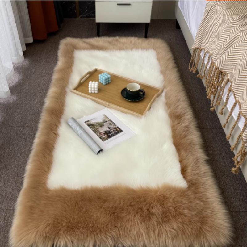 New Wave Faux Wool Rug: Bedroom, Living Room & Bay Window Mat with Long Pile