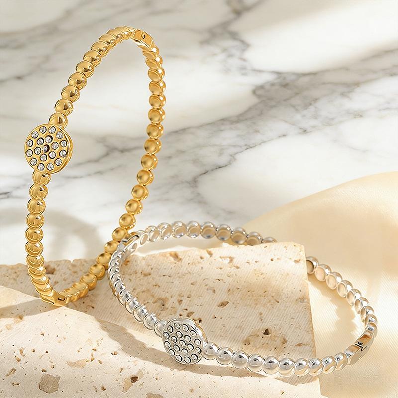 Europe and the United States Hot-selling Round Oil-pressed Diamond-encrusted Women's Light Luxury High-end Cold Wind Electroplating K