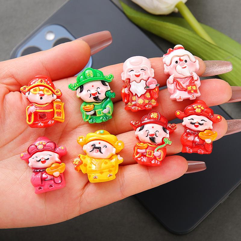 8PCS DIY God of Fortune Refrigerator Stickers Magnetic Suction Three-dimensional Wall Hanging New Year Festive Creative Living