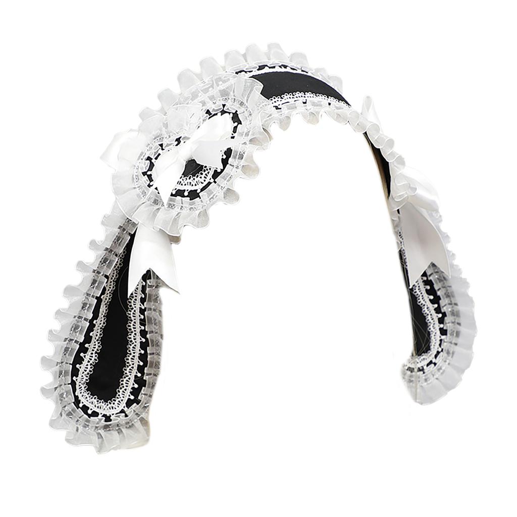 Liebliches Hasenohren-Haarband Anime-Kostüm-Haarband für Frauen Mädchen Party Kopfwickel Y2K Halloween Spitze Schleife Breites Haarband
