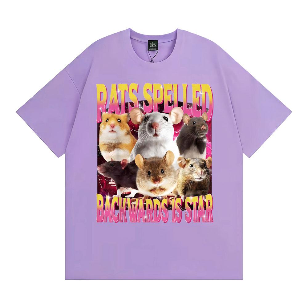 Rats Spelled Backwards Is Star Funny Rat Meme T Shirts Unisex Women Retro Humor Short Sleeve Tshirts Oversized 100 Cotton Tshirt