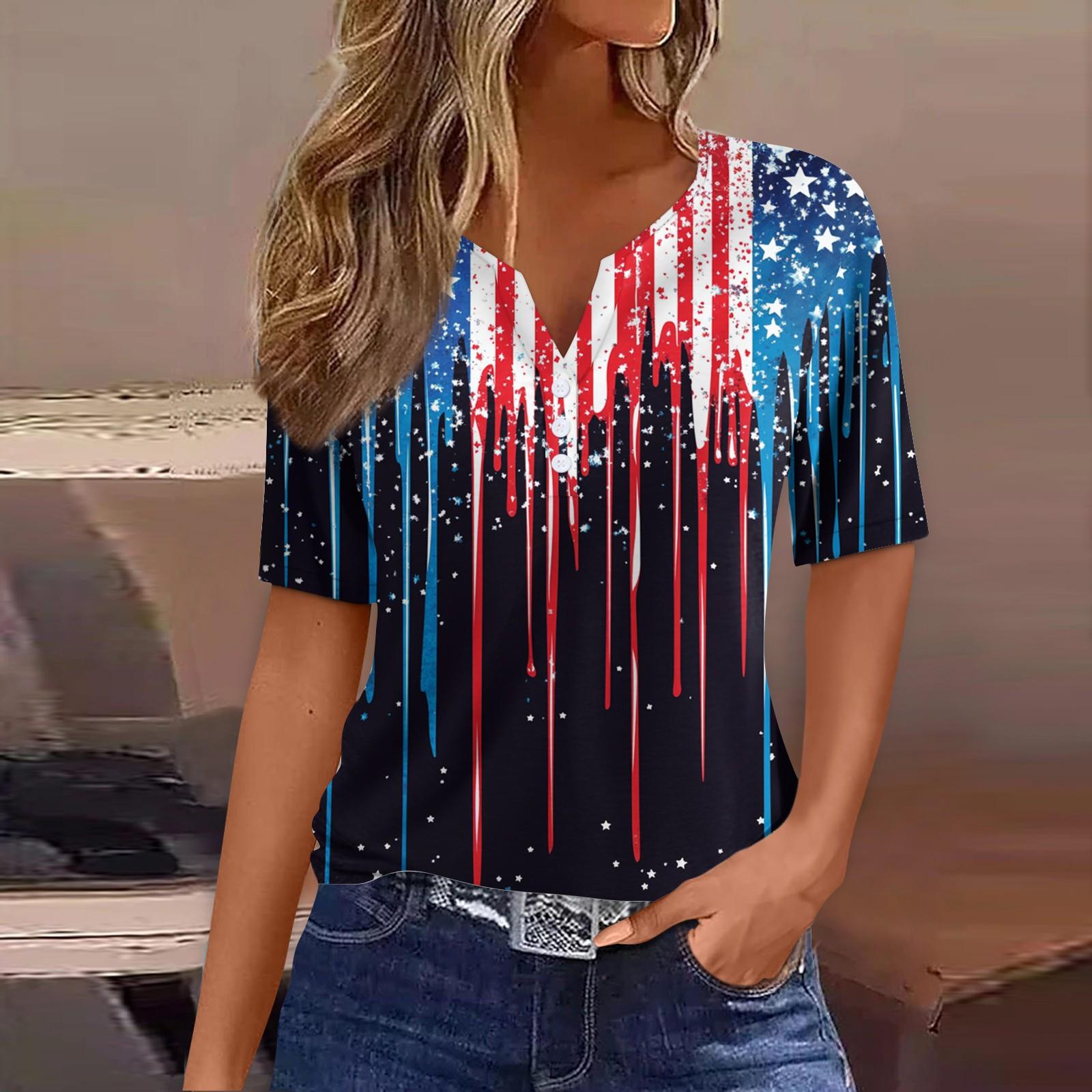 

Women s T Shirt Print Button Short Sleeve Daily Weekend Fashion Basic V- Neck Regular Top L чорний