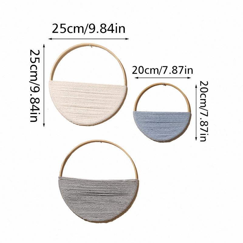 2pcs Woven Double Circular Wall Hanger Hand Woven Wall Hanging Macrame Wall Hanging