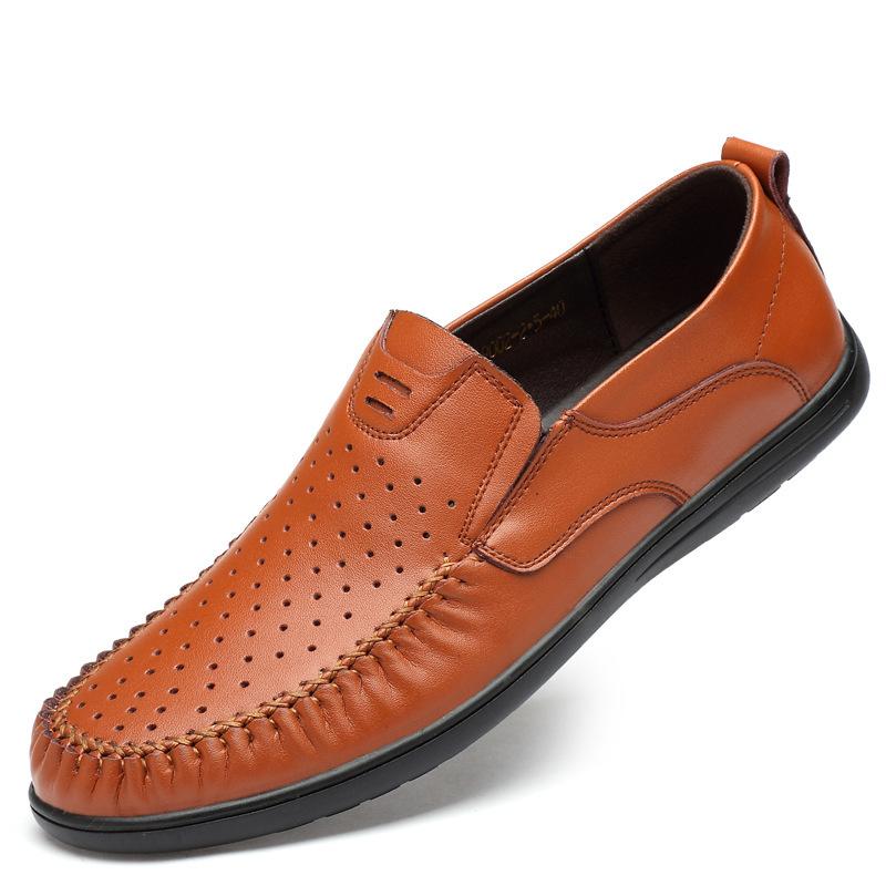 

Мужские повседневные туфли из первого слоя коровьей кожи с круглым носком, дышащие, с резиновой нескользящей плоской подошвой, повседневные, на одной педали 47