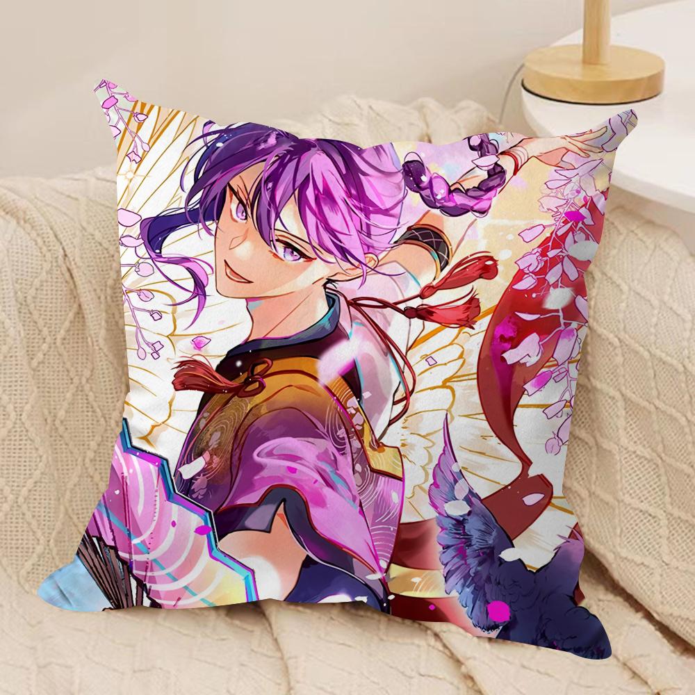 EEnsemble Stars anime Cushion Cover Silky Short Plush Invisible Zipper Dustproof Sofa Pillow Case for Home Decor