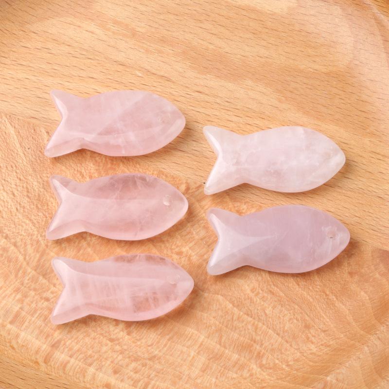 Hand Carved Healing Crystals Fish Figurine Natural Stone Animal Statue Amethyst Gemstone Pendant Home Decor DIY Hanging Ornament
