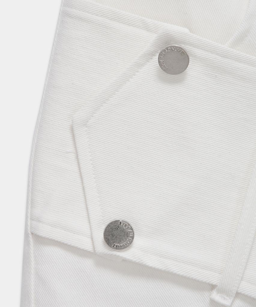 Etosome Front Zipper Belt Detail Mini Skirt (White)