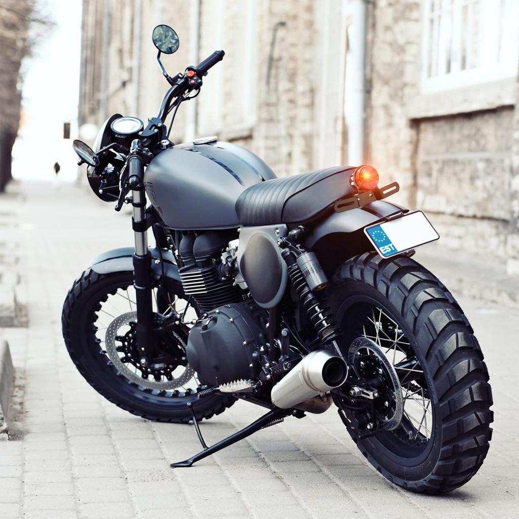 Biqing Motorrad Rücklicht mit Halterung, Rundes Motorrad Kennzeichenlicht Brems-Stopplicht Lauflicht