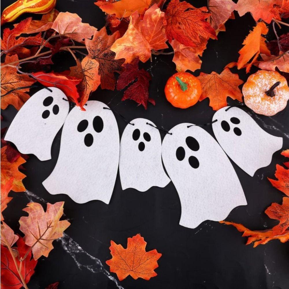 Paper Halloween Ghost Banner Funny Pull Flower Decoration Props Supplies Ghost Flag  Bar