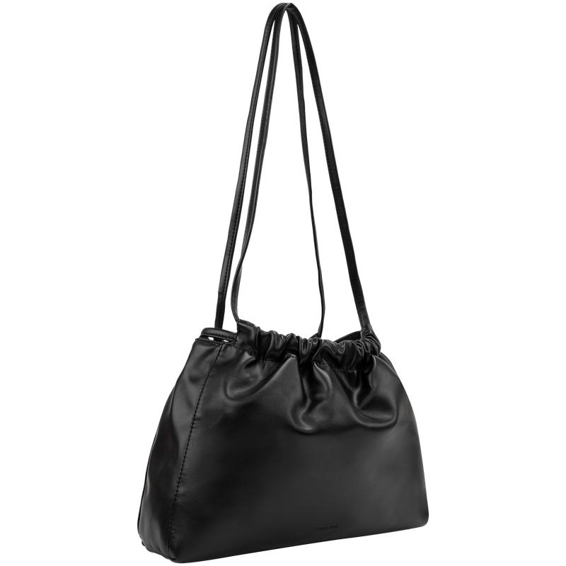 Calvin Klein Vintage Casual Commuter Pleated Drawstring Cloud Bag Women Shoulder Bag Space-Black 4K3027G-BAE