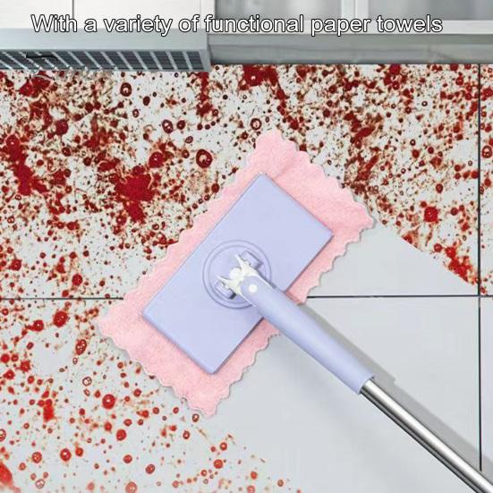 Flat Mop with Cloth Kitchen Bathroom House Mini Sweeper Mop with 360 Degree Rotation Dry Wet Easy Use Mop Household Cleaning Tool