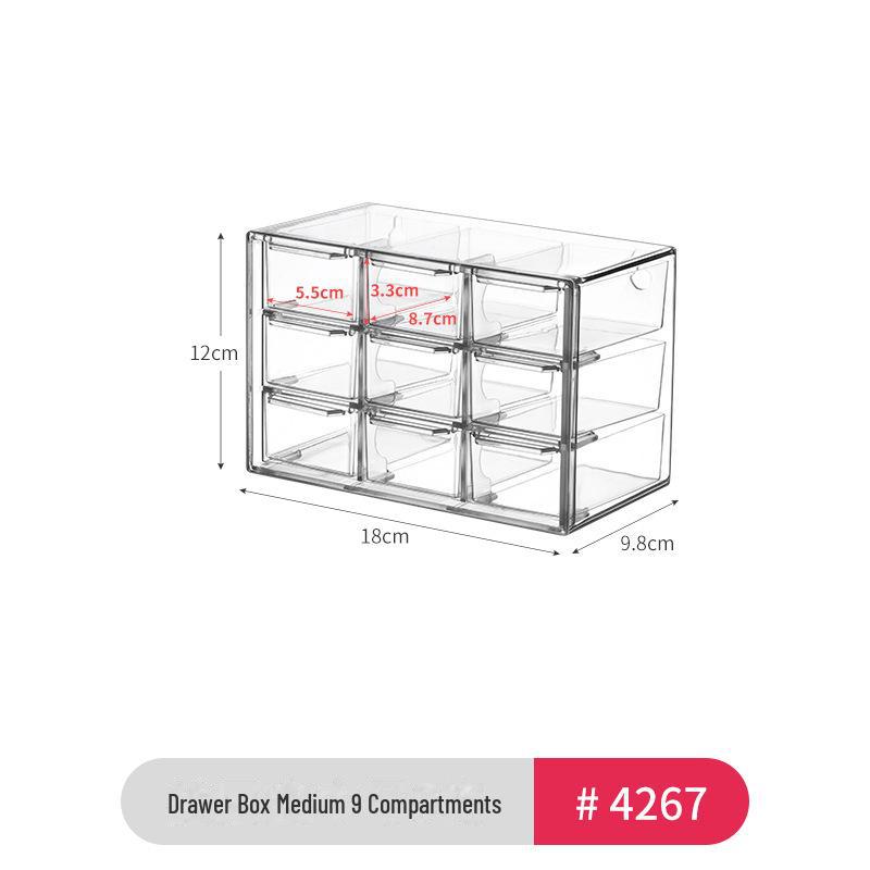Clear Lid Cosmetic & Stationery Organizer: Narrow Drawer Box for Lipstick, Sundries, Eyebrow Brush, with Cover