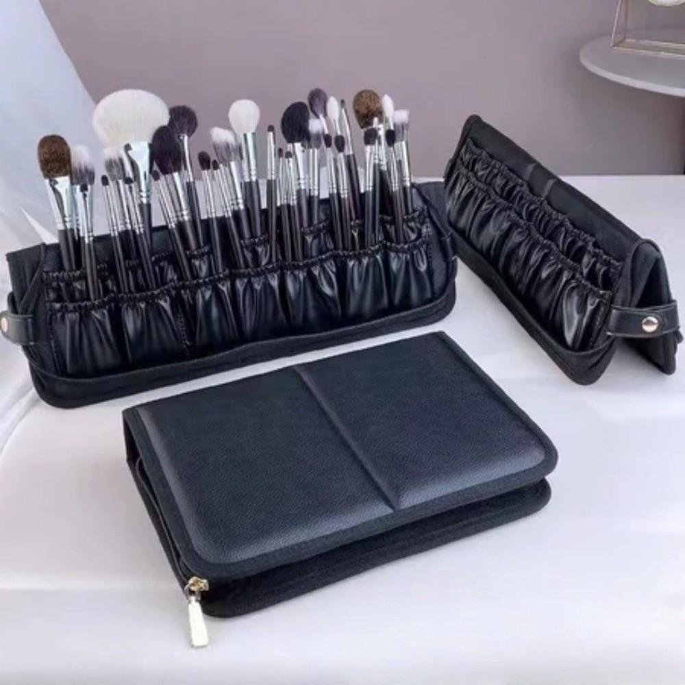 Folding Professional Cosmetic Brushes Bag Lightweight Water-resistant Upright Makeup Brush Bag Large Capacity Multifunctional