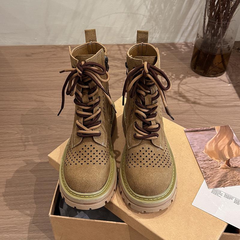 

Новые женские туфли Мартенс с вырезами - Толстая подошва Дышащие Прохладные Модные Сотня Удобные Коричневые Поддержка свода стопы Не устают ноги 40 хаки