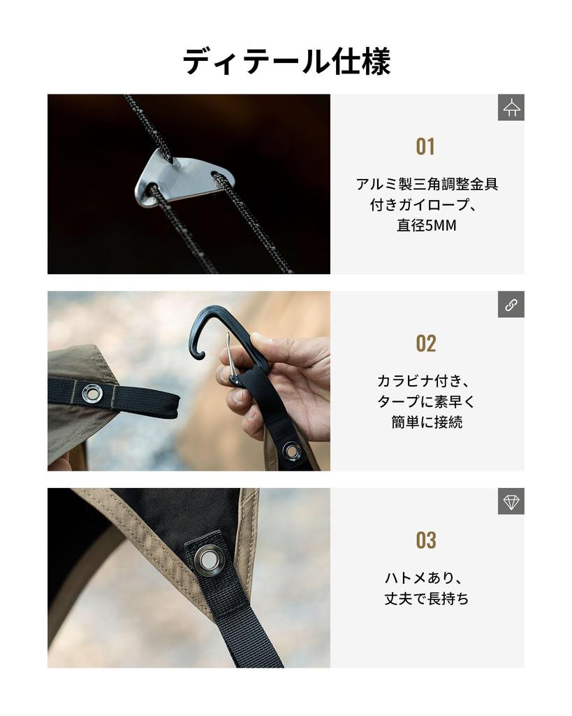 OneTigris Tarp Connecting Hat for One-Pole Tents, Tarp Adapter with Carabiners and Guy Ropes, Universal for All Tents, Black