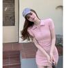 Summer Vitality Girl Princess Dress French Split-ended Short Skirt Female Slim Polo Collar Slim Hip Dress