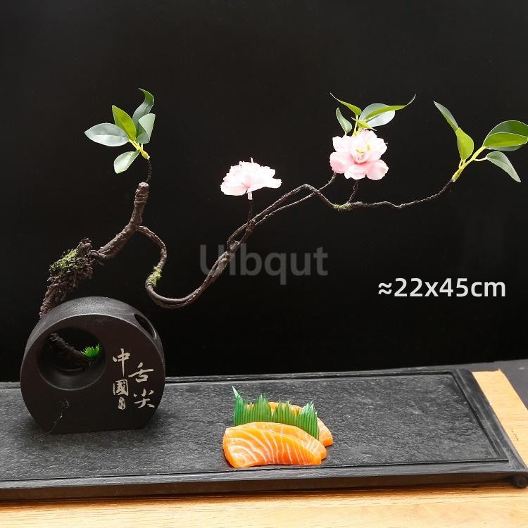 

Sushi onigiri bento Sashimi Plate Decorative vase with flowers Sushi shop hotel Restaurant sea food decorations tree Artistic