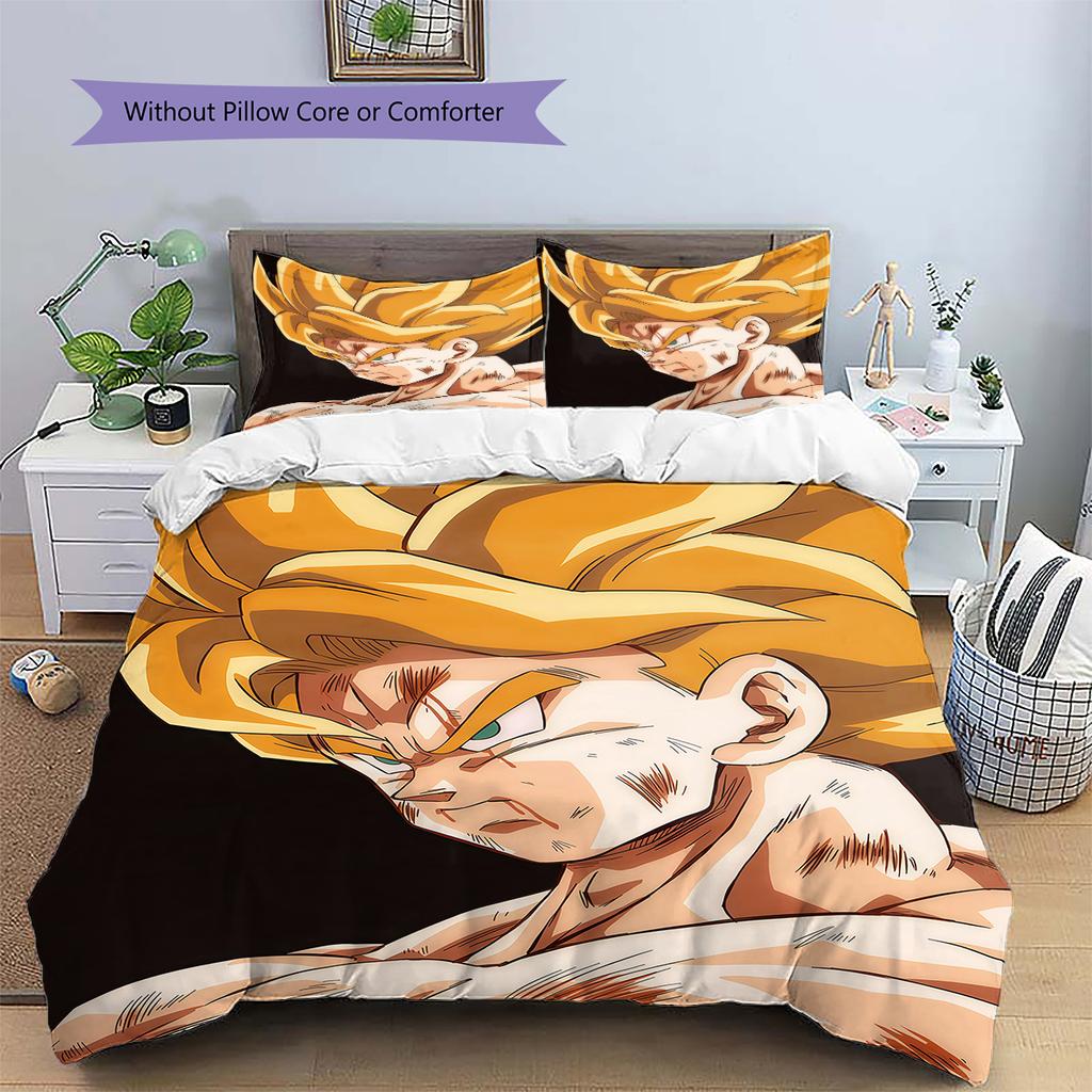 Vegito Muster Bettwäsche, Steppbett Set Bettbezug Kissenbezug Zuhause Geburtstagsgeschenk (1 Bettbezug + 2 Kissenbezüge, ohne Füllung)