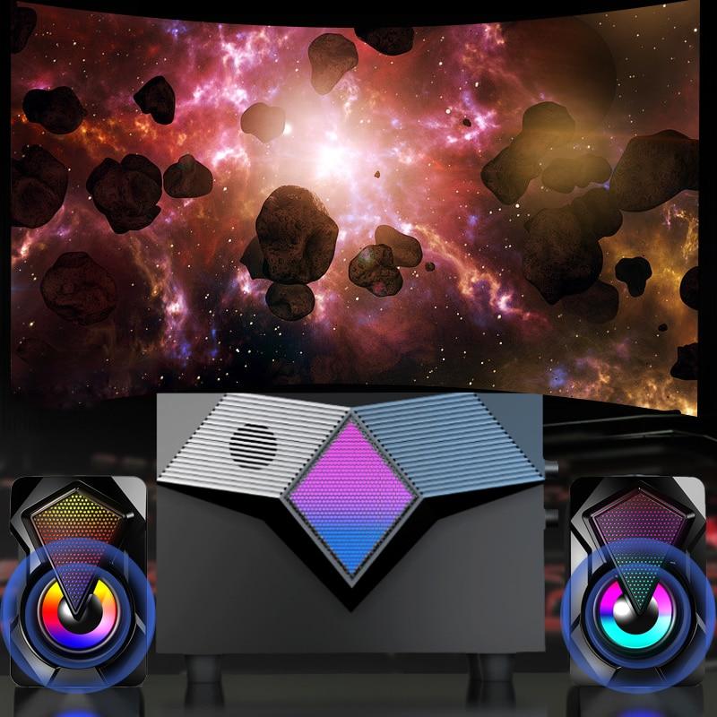USB kabelové počítačové reproduktory basové stereo subwoofer barevné LED světlo notebook chytré telefony MP3
