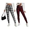 Women Pants High Elasticity Leggings Plaid Print Thickened Velvet Lining Warm Winter Bottoms Body Curve Yoga Sports Wear