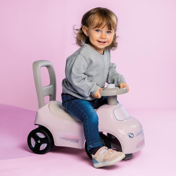 Smoby - Porteur enfant 2 en 1 - Auto Rose - Coffre sous la selle + klaxon - Dès 10 mois - Fabrication française