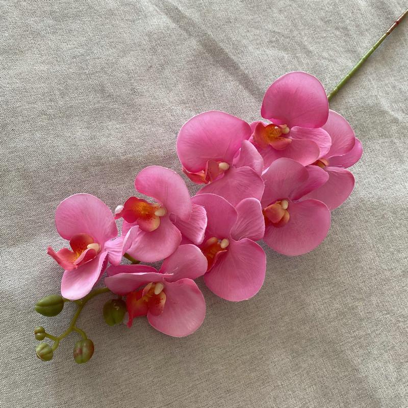 8head Peach Suede Orchid Artificial Plant For Wedding Reception And Home Decor