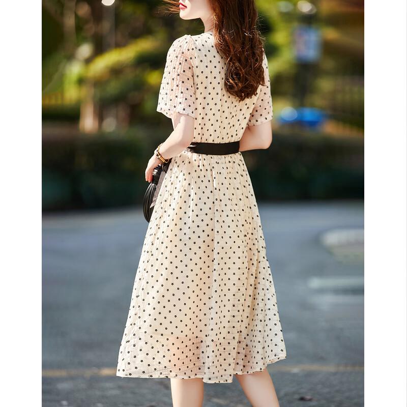 Demana Summer Puff Sleeve Flocked Floral A-Line Dress