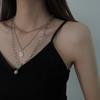Cold Wind Three Layers Stacked Hip-hop Long Necklace Women's Versatile Coin Pendant Earth Cool Trend Accessories